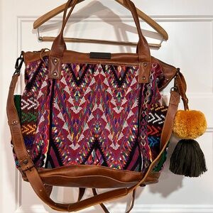 Nena & Co Brown Leather Trim Tote Bag